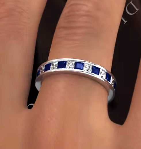 Eternity Ring Lauren Diamonds G/VS and Sapphire 2.30CT -Platinum